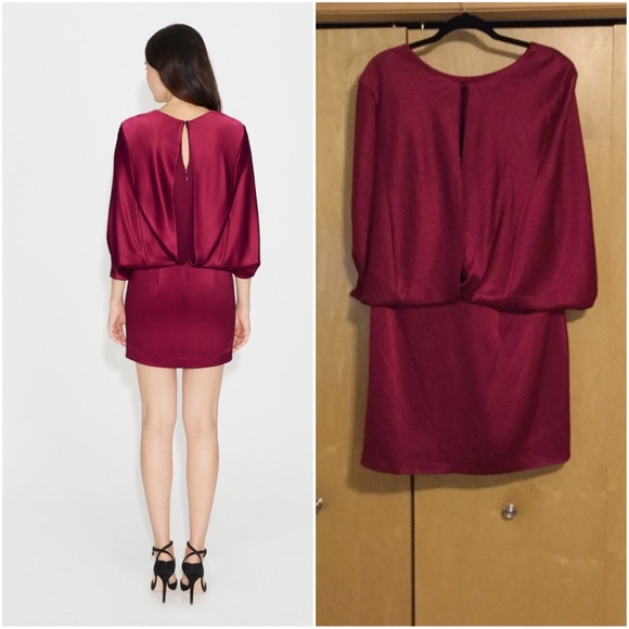 Halston Heritage Womens Cape Sleeve Satin Dress - Picture 2 of 8